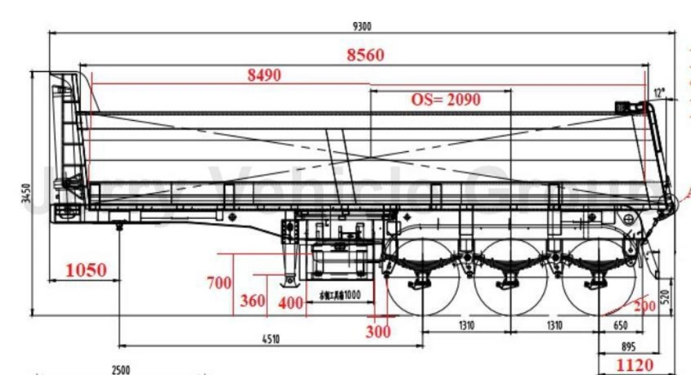 Hot Sale 3/4/6axle 40/60/80 Ton Side Tipping Tipper Hyva Hydraulic Cylinder Dump for Mine Rock Sand Ore Semi Trailer Truck