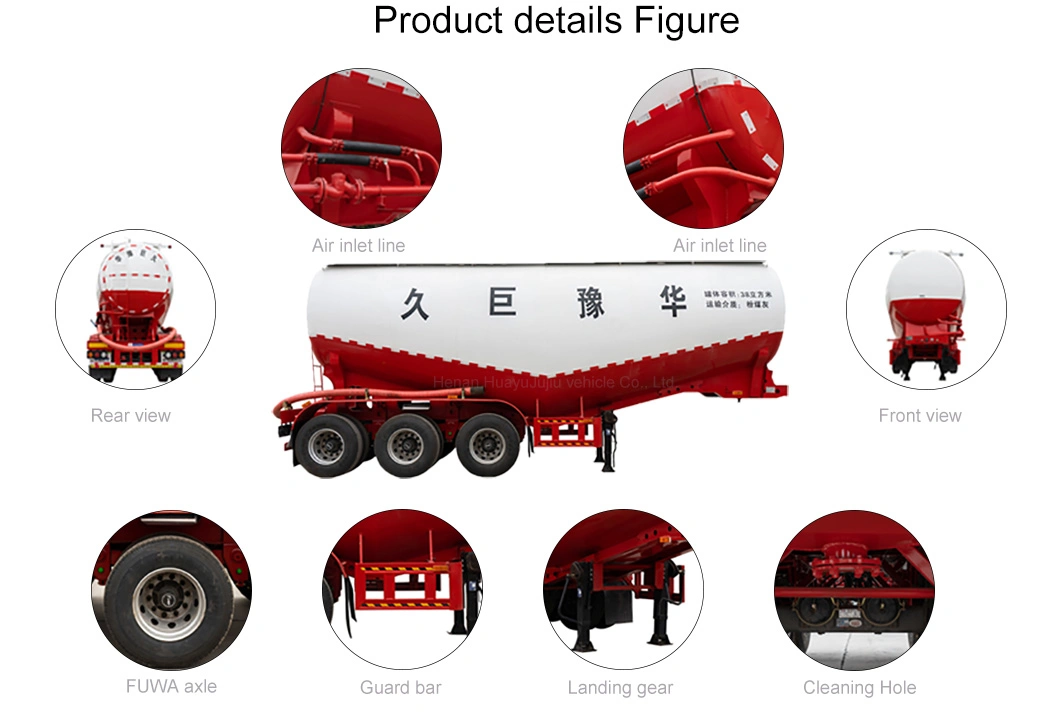 Factory Price 28m3-60m3 3 Axle Bulk Cement Tanker Powder Trailers for Sale