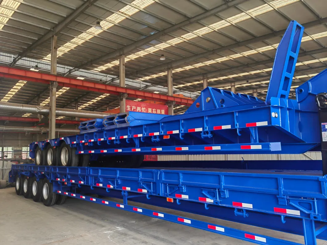 Hot Selling 80t 100t Heavy Duty Low Bed/Lowboy/Low Loader Semi Trailers 3 Axles 4 Axles Low Flatbed Truck Trailer